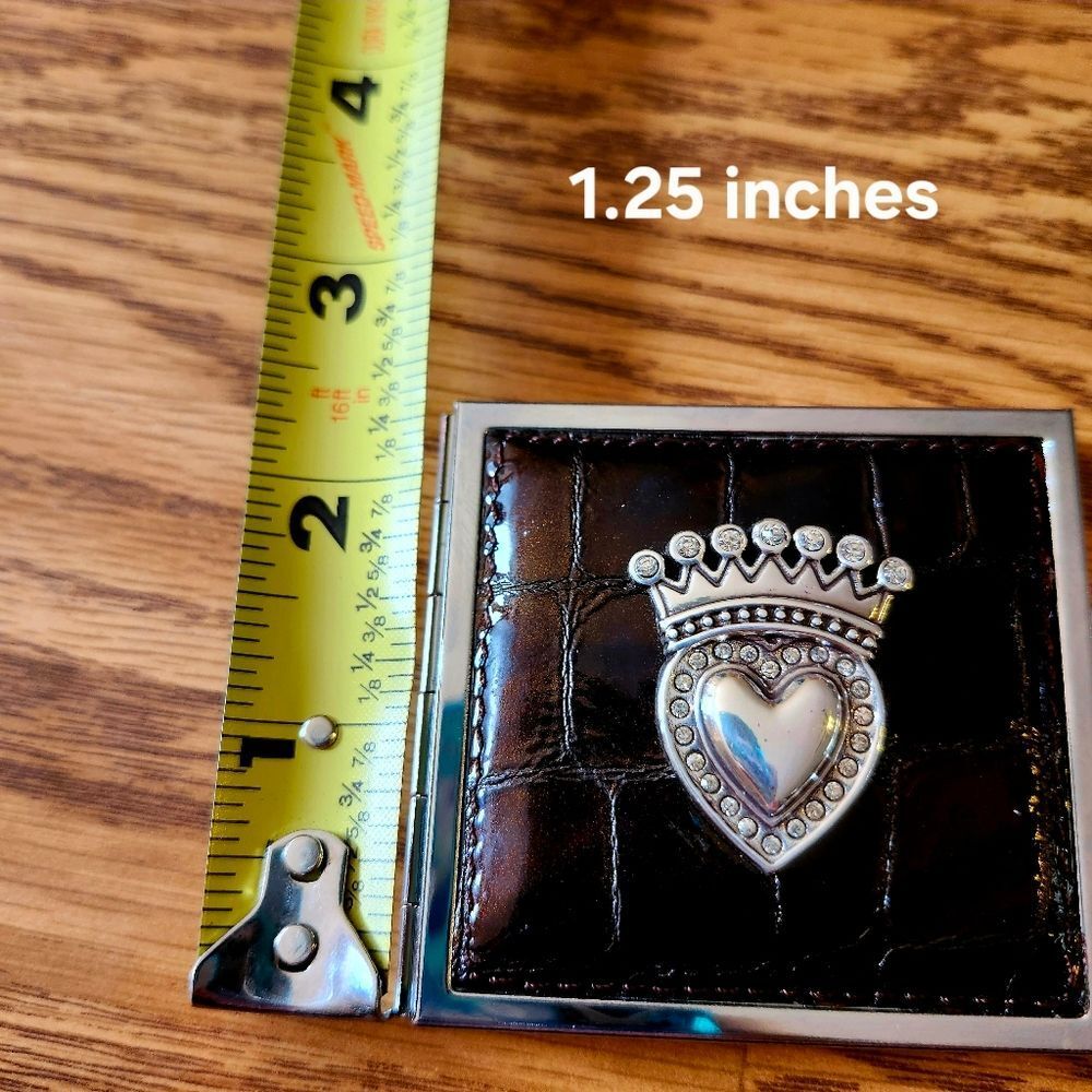 ❌️SOLD❌️BRIGHTON Silver, Leather, And Crystal Photo Frame Compact - Picture 7 of 9